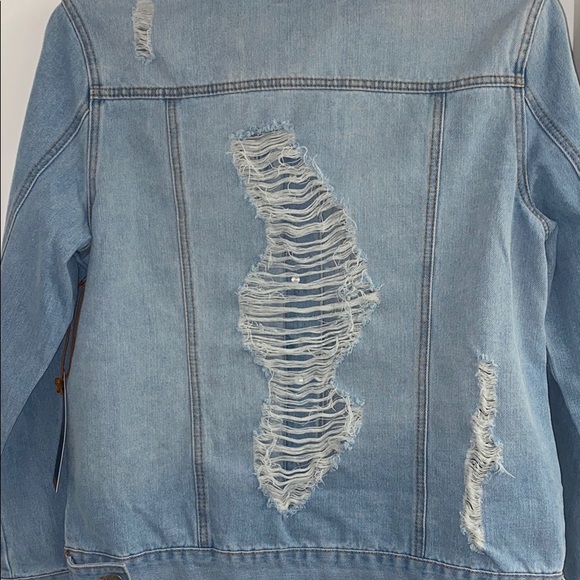 Working Title Denim Distressed Jacket Size Large - Picture 3 of 16